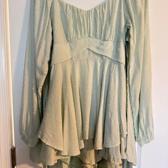 Altar'd State Mini Hailey Mint Green Bow-Back Dress Romper - Picture 5 of 8
